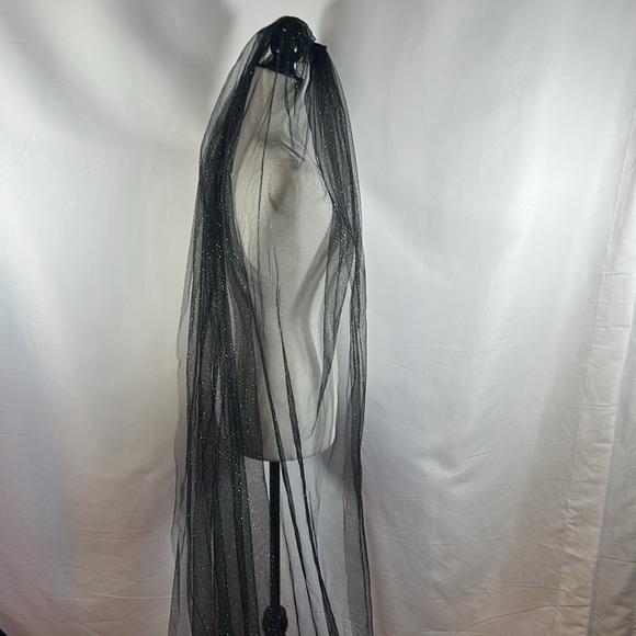 Black Sparkly Wedding Bridal Long 10ft Veil - Picture 2 of 6